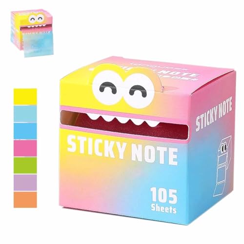 Süße Haftnotizen mit Monster-Muster,Transparente Haftnotizen,lustige Pastell-Notizblöcke zum Herausziehen,Transparenter Perlglanz-Notizblock,Selbstklebend – 105 Blatt,für Büro,Schule,Schüler(C) von YUNFAN