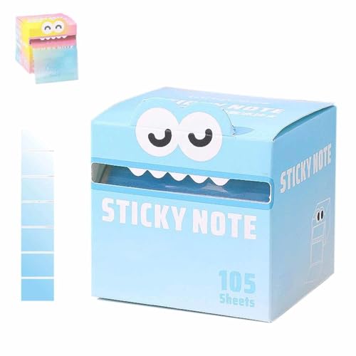 Süße Haftnotizen mit Monster-Muster,Transparente Haftnotizen,lustige Pastell-Notizblöcke zum Herausziehen,Transparenter Perlglanz-Notizblock,Selbstklebend – 105 Blatt,für Büro,Schule,Schüler(E) von YUNFAN