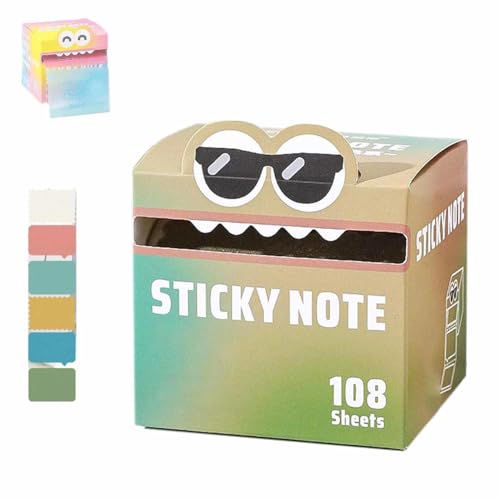 Süße Haftnotizen mit Monster-Muster,Transparente Haftnotizen,lustige Pastell-Notizblöcke zum Herausziehen,Transparenter Perlglanz-Notizblock,Selbstklebend – 105 Blatt,für Büro,Schule,Schüler(F) von YUNFAN
