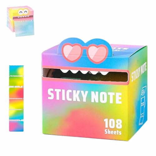 Süße Haftnotizen mit Monster-Muster,Transparente Haftnotizen,lustige Pastell-Notizblöcke zum Herausziehen,Transparenter Perlglanz-Notizblock,Selbstklebend – 105 Blatt,für Büro,Schule,Schüler(H) von YUNFAN