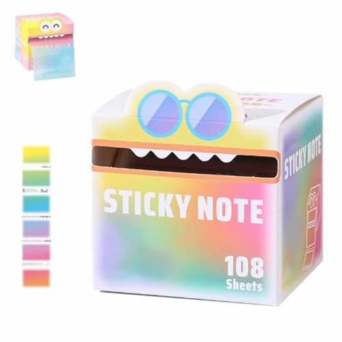 Süße Haftnotizen mit Monster-Muster,Transparente Haftnotizen,lustige Pastell-Notizblöcke zum Herausziehen,Transparenter Perlglanz-Notizblock,Selbstklebend – 105 Blatt,für Büro,Schule,Schüler(I) von YUNFAN