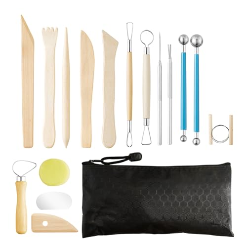 17-teiliges Tonwerkzeug-Modellierwerkzeug-Set, Töpferei-Set, doppelseitiges Schnitzwerkzeug, Modellierwerkzeug zum Formen, Modellieren, Modellieren, Modellieren, Töpferei 17-teiliges Tonwerkzeug-Modellierwerkzeug-Set, Töpferei-Set, doppelseitiges Schnitzwerkzeug, Modellierwerkzeug zum Formen, Modellieren, Modellieren, Modellieren, Töpferei von YUNGLOO