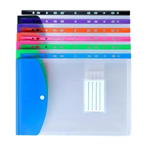 Dokumententasche mit 4 Fächern, transparent, mit 11 Löchern, einfache Handhabung, Dokumentenmappe, Schule, Bürobedarf, 12 Stück von YUNGLOO
