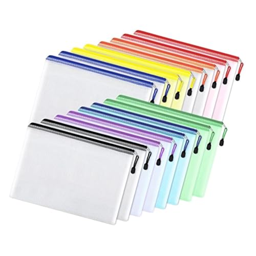 Transparente PVC-Dokumententaschen in Briefgröße, Dokumententasche mit Reißverschluss, Dokumentenmappe für Schule, Büro, hohe Kapazität, 16 Stück Transparente PVC-Dokumententaschen in Briefgröße, Dokumententasche mit Reißverschluss, Dokumentenmappe für Schule, Büro, hohe Kapazität, 16 Stück von YUNGLOO