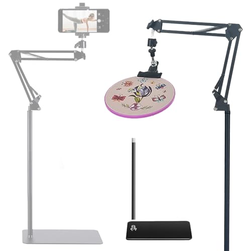 Stickrahmen-Halter, Rundenständer, Kreuzstich-Halter, Ständer, Metall, Stickständer, verstellbar, für Stickrahmen geeignet (schwarz) von YUNHAN