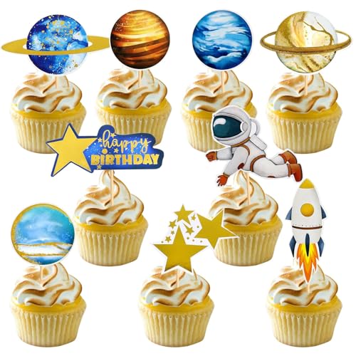 YUNHENTONG 36 Stück Astronaut Cupcake Topper,Weltraum Cupcake Toppers,Planeten Cupcake Toppers, Astronaut Kuchen Dekorieren, Muffin Topper Raum Raketen Sterne für Junge Mädchen YUNHENTONG 36 Stück Astronaut Cupcake Topper,Weltraum Cupcake Toppers,Planeten Cupcake Toppers, Astronaut Kuchen Dekorieren, Muffin Topper Raum Raketen Sterne für Junge Mädchen von YUNHENTONG
