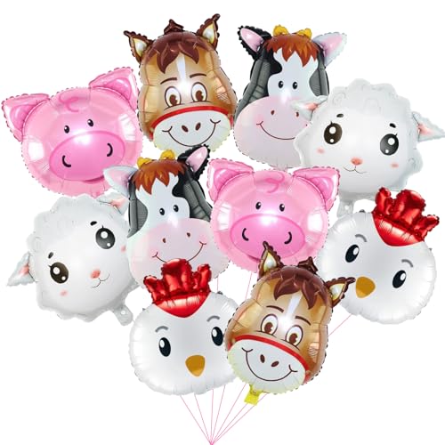 Bauernhof Tiere Folienballon Kindergeburtstag, 10 Stück Farm Balloon Helium Ballons Geburtstag Deko Niedlich Tier Folienballons Kinder für Farm-Themenparty, Partydekorationen, Fotografiezubehör Bauernhof Tiere Folienballon Kindergeburtstag, 10 Stück Farm Balloon Helium Ballons Geburtstag Deko Niedlich Tier Folienballons Kinder für Farm-Themenparty, Partydekorationen, Fotografiezubehör von YUNHENTONG