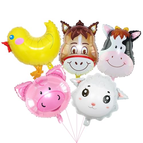 Bauernhof Tiere Folienballon Kindergeburtstag, 5 Stück Farm Balloon Helium Ballons Geburtstag Deko Niedlich Tier Folienballons Kinder für Farm-Themenparty, Partydekorationen, Fotografiezubehör Bauernhof Tiere Folienballon Kindergeburtstag, 5 Stück Farm Balloon Helium Ballons Geburtstag Deko Niedlich Tier Folienballons Kinder für Farm-Themenparty, Partydekorationen, Fotografiezubehör von YUNHENTONG