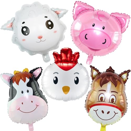 Bauernhof Tiere Folienballon Kindergeburtstag, 5 Stück Farm Balloon Helium Ballons Geburtstag Deko Niedlich Tier Folienballons Kinder für Farm-Themenparty, Partydekorationen, Fotografiezubehör Bauernhof Tiere Folienballon Kindergeburtstag, 5 Stück Farm Balloon Helium Ballons Geburtstag Deko Niedlich Tier Folienballons Kinder für Farm-Themenparty, Partydekorationen, Fotografiezubehör von YUNHENTONG