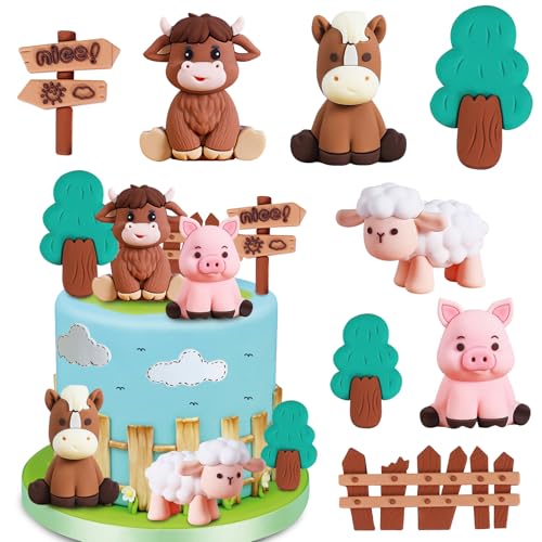 Tortendeko Bauernhof 8 Stück Kuchen Deko Bauernhof Tortendeko Tiere Bauernhof Geburtstag Deko Tortendeko Kindergeburtstag Tierfiguren Bauernhoftiere Bauernhof-Tier-Party von YUNHENTONG