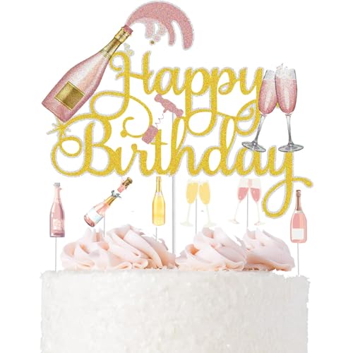 Beers Cupcake Toppers,7 PCS Biere Champagne Kuchen Deko,Bier Mottoparty Kuchen Verzieren,Bierkrug Cupcake Topper,Bier Tortendeko für Männer Frauen Beers Party von YUNHENTONG