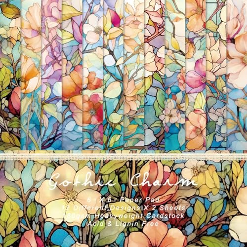 Scrapbooking Papier 24 Blatt,12 Muster,15.2 x 15.2 cm,Blumenmuster Decoupage Designerpapier Dekopapier Bastelpapier Blumen Muster Itd Collection Stamperia Paper Vintage Decopatch für Möbel von YUNHENTONG