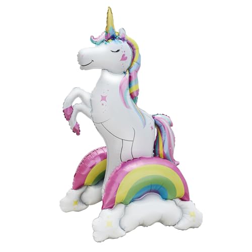 Folienballon Einhorn, 3D Stehender Einhorn Luftballon Mädchen Tier Folienballons Einhorn Ballon Helium für Mädchen Geburtstagsparty Dekoration Zubehör(94 cm) von YUNHENTONG