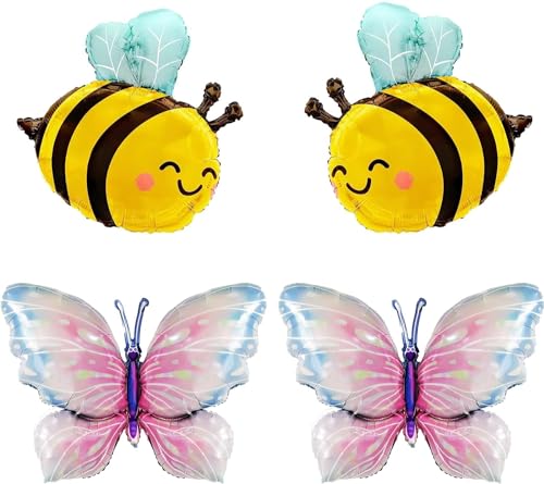 Folienballon Geburtstag, 4 Stück Luftballons Bienen Schmetterling, Bienen Deko Geburtstag Folienballon Schmetterling, für Kinder Erwachsene Geburtstage, Fotografie, Party Bedarf Folienballon Geburtstag, 4 Stück Luftballons Bienen Schmetterling, Bienen Deko Geburtstag Folienballon Schmetterling, für Kinder Erwachsene Geburtstage, Fotografie, Party Bedarf von YUNHENTONG