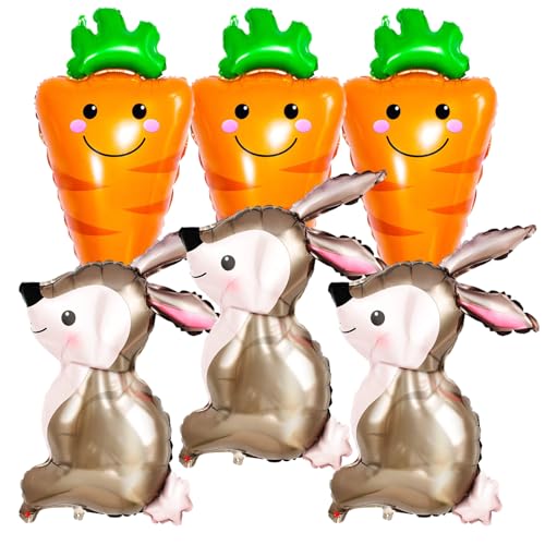 Folienballon Ostern, 6 Stück Ostern Luftballons Kit, Niedlich Hase Karotte Luftballon, Osterballons Groß Interessant Oster Folienballons für Ostern Frohe Partydekorations Zubehör Folienballon Ostern, 6 Stück Ostern Luftballons Kit, Niedlich Hase Karotte Luftballon, Osterballons Groß Interessant Oster Folienballons für Ostern Frohe Partydekorations Zubehör von YUNHENTONG