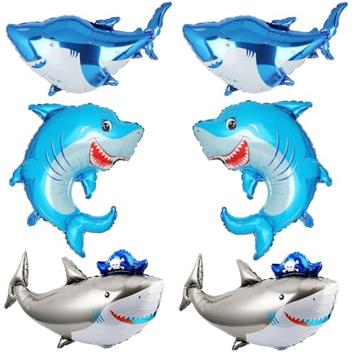 Hai Folienballon Kindergeburtstag, 6 Stück Shark Balloon Helium Ballons Blau Geburtstag Deko Niedlich Hai Folienballons Kinder für Meerestier-Themenparty, Geschenkparty, Fotografiezubehör Hai Folienballon Kindergeburtstag, 6 Stück Shark Balloon Helium Ballons Blau Geburtstag Deko Niedlich Hai Folienballons Kinder für Meerestier-Themenparty, Geschenkparty, Fotografiezubehör von YUNHENTONG
