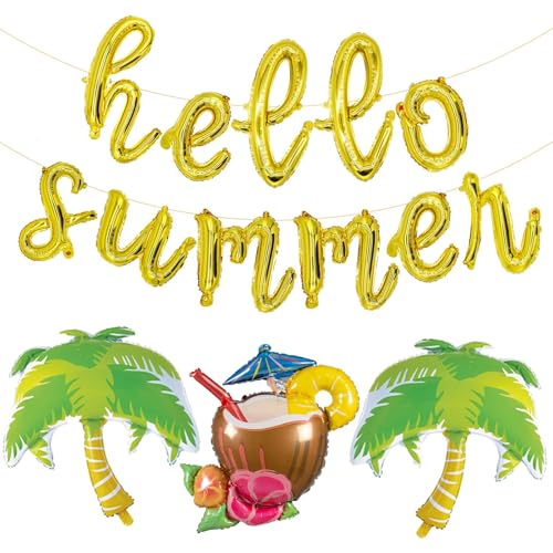 Hawaii Folienballons, 14 Stück Sommer Luftballons, Hawaii Deko Ballons Summer Palmen Folienballon für Sommer Geburtstags Pool Strand Party Dekorationen von YUNHENTONG