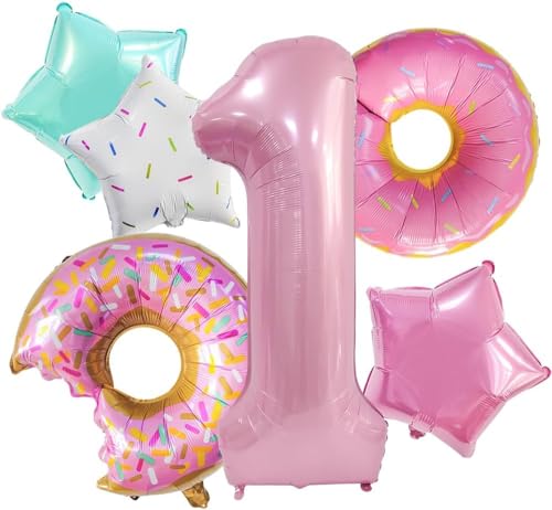 Luftballon 1. Geburtstag 6 Stück Folienballon Deko 1. Geburtstag Mädchen Rosa Geburtstagsdeko 1 Jahr Donut Sterne Folienballons Luftballon 1. Geburtstag 6 Stück Folienballon Deko 1. Geburtstag Mädchen Rosa Geburtstagsdeko 1 Jahr Donut Sterne Folienballons von YUNHENTONG