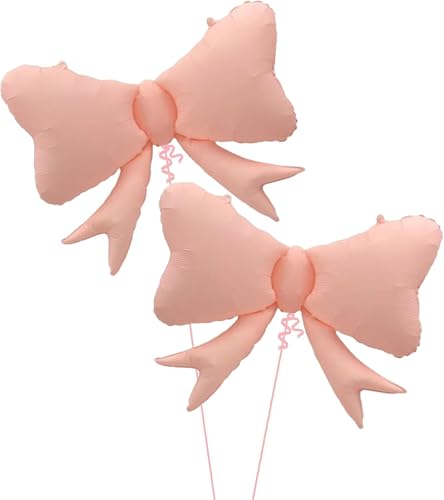Luftballons Schleife Rosa 2 Stück Pink Schleifen Folienballon Nude Rosa Ballons Schleifen Deko Geburtstag Hochzeit Babypartys von YUNHENTONG