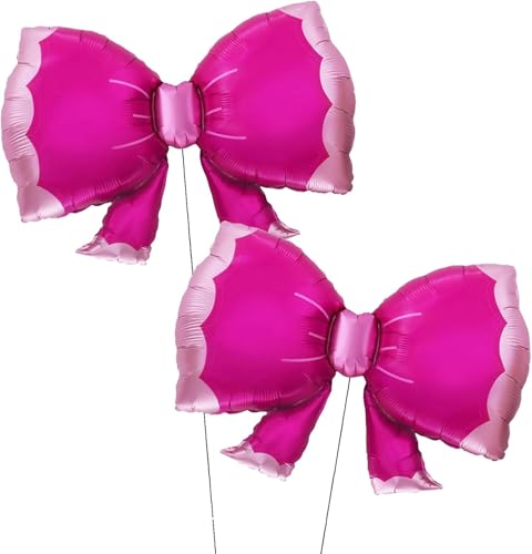 Luftballons Schleife Rosa 2 Stück Pink Schleifen Folienballon Metallic Rosa Ballons Schleifen Deko Geburtstag Hochzeit Babypartys von YUNHENTONG