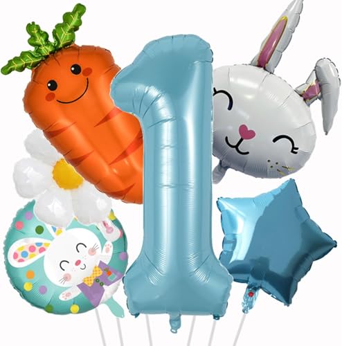 Ostern Luftballons 6 Stück Hase Osterballons 1. Geburtstag Folienballon Karotte Blume Stern Folienballon für Easter Party, Geburtstags Party, Taufe Dekoration Ostern Luftballons 6 Stück Hase Osterballons 1. Geburtstag Folienballon Karotte Blume Stern Folienballon für Easter Party, Geburtstags Party, Taufe Dekoration von YUNHENTONG