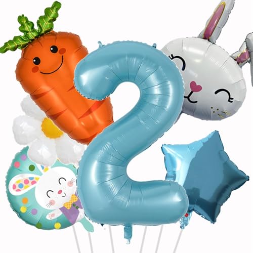 Ostern Luftballons 6 Stück Hase Osterballons 2. Geburtstag Folienballon Karotte Blume Stern Folienballon für Easter Party, Geburtstags Party, Taufe Dekoration Ostern Luftballons 6 Stück Hase Osterballons 2. Geburtstag Folienballon Karotte Blume Stern Folienballon für Easter Party, Geburtstags Party, Taufe Dekoration von YUNHENTONG