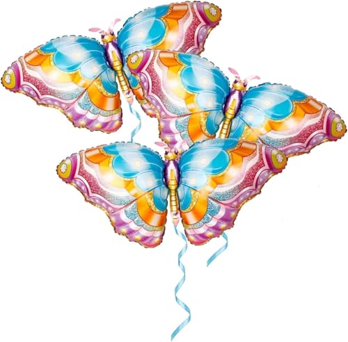 Schmetterling Luftballon, 3 PCS Schmetterlings Ballon, Bunt Schmetterlinge Folienballon, Schmetterlinge Luftballons Geburtstagsdeko, Schmetterling Deko Geburtstag, Geburtstag Deko Mädchen (F) von YUNHENTONG