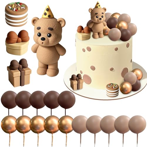 Tortendeko Bär, 19 PCS Tortendeko Teddybär, Torten Topper Brauner Bär, Braune Kugeln Kuchentopper, Boho Bären Kuchendekoratio, für Jubiläumsfeiern, Geschlecht Enthüllen Kuchen Dekoration (Dunkel) Tortendeko Bär, 19 PCS Tortendeko Teddybär, Torten Topper Brauner Bär, Braune Kugeln Kuchentopper, Boho Bären Kuchendekoratio, für Jubiläumsfeiern, Geschlecht Enthüllen Kuchen Dekoration (Dunkel) von YUNHENTONG
