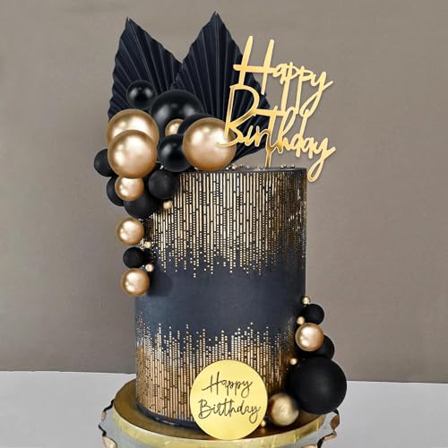 Tortendeko Kugeln 26 Stück Gold Schwarz Cake Topper Geburtstag Kugeln Kuchendeko Palmenblätter Happy Birthday DIY Geburtstagskuchen Deko für Jahrestag, Hochzeit, Valentinstag Tortendeko Kugeln 26 Stück Gold Schwarz Cake Topper Geburtstag Kugeln Kuchendeko Palmenblätter Happy Birthday DIY Geburtstagskuchen Deko für Jahrestag, Hochzeit, Valentinstag von YUNHENTONG