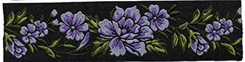 Geschenkband Ribbon Band Schleifenband Bänder Zum Basteln Hohe Qualität Jacquard Weaving Ribbon Schwarz Hintergrund Rote Blaue Gelbe Lila Rose Blumen 5 Cm 10 Yards Pro Menge-Lila_50Mmx10Yard. von YUNHOME