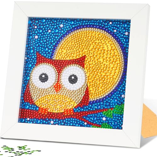 YUNISS Diamond Painting Kinder, 5D DIY Diamond Painting Set mit Holzrahmen, Diamond Painting Erwachsene, Tierbild Dekorative Gemälde (Eule) von YUNISS