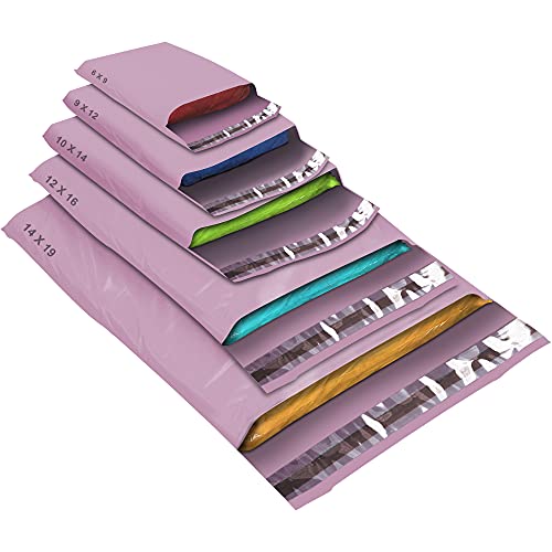 Versandtaschen in verschiedenen Größen, selbstklebend, stark, wasserdicht, Poly-Kunststoff, für Pakete, Verpackungen, klein, mittel, groß, 5 Größen, Babyrosa, 50 Stück Versandtaschen in verschiedenen Größen, selbstklebend, stark, wasserdicht, Poly-Kunststoff, für Pakete, Verpackungen, klein, mittel, groß, 5 Größen, Babyrosa, 50 Stück von YUNJU