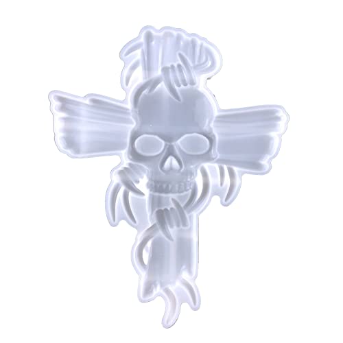 YUNNESS Totenkopf-Kreuz-Harz-Form, Silikon, Wandkunst-Form, Kruzifix-Silikonform für Epoxidharz, Gießen, Wand, Schreibtisch, Schrankdekoration YUNNESS Totenkopf-Kreuz-Harz-Form, Silikon, Wandkunst-Form, Kruzifix-Silikonform für Epoxidharz, Gießen, Wand, Schreibtisch, Schrankdekoration von YUNNESS