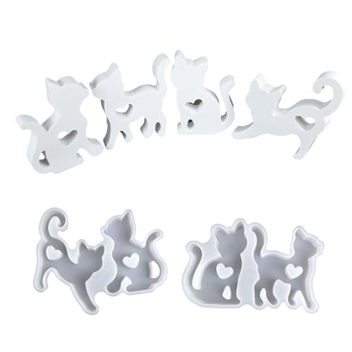 2pcs Flexible Robuste Silikonformen Lieben Herzkatzen Entwirft Tragbares Accessoire Für Handwerks Und Haushaltsdekorationskasten Formen von YUNNIAN