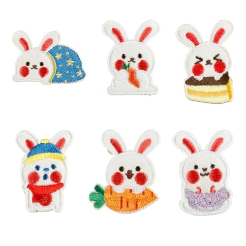 6 Stück Aufnäher zum Aufnähen / Aufbügeln, Cartoon-Kaninchen, bestickte Flicken für Taschendekoration 6 Stück Aufnäher zum Aufnähen / Aufbügeln, Cartoon-Kaninchen, bestickte Flicken für Taschendekoration von YUNNIAN