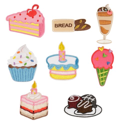 8 Stück Cartoon-Kuchenapplikationen, zum Aufbügeln, Eiscreme, bestickte Flicken zum Aufnähen 8 Stück Cartoon-Kuchenapplikationen, zum Aufbügeln, Eiscreme, bestickte Flicken zum Aufnähen von YUNNIAN