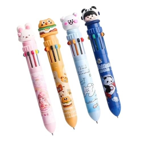 YUNNIAN 4 Stück 0,5 mm mehrfarbige einziehbare Kugelschreiber, 10-in-1, 12-in-1-Kugelschreiber für Schule, Lernen und Arbeit von YUNNIAN