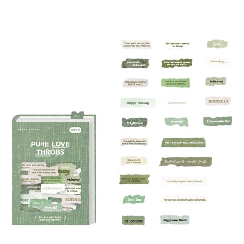 YUNNIAN 50 Blatt Englische Papier-Collagen, Aufkleber für Kunstjournale und Geschenkverpackungen, Tagebuchdekoration, englischer Buchstabe YUNNIAN 50 Blatt Englische Papier-Collagen, Aufkleber für Kunstjournale und Geschenkverpackungen, Tagebuchdekoration, englischer Buchstabe von YUNNIAN