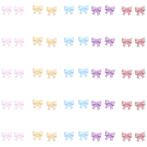 YUNNIAN 50 Stück Schleifen Nägel Charms einfache Schleife Nägel Kunst Dekorationen Schleifen Designs Nägel Zubehör Harz Schleifen Nägel Strass von YUNNIAN