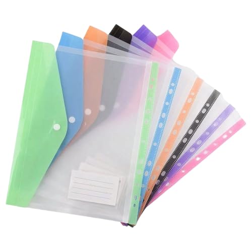 YUNNIAN Dokumententasche mit 4 Fächern, transparent, mit 11 Löchern, einfache Handhabung, Dokumentenmappe, Schule, Büro, 12 Stück von YUNNIAN