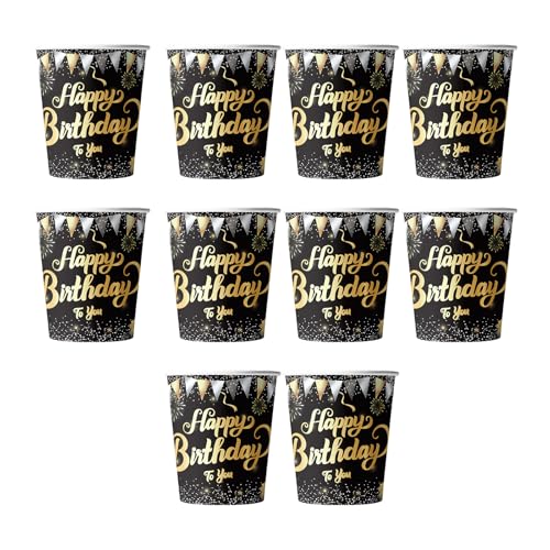 YUNNIAN Elegante Schwarze Gold Brillants Gemusterte Pappteller Tassen Butlerie Benutzerfreundlich Einmal Nur Nutzung Tabelle Für Feierliche Benutzerfreundliche Partyzubehör von YUNNIAN