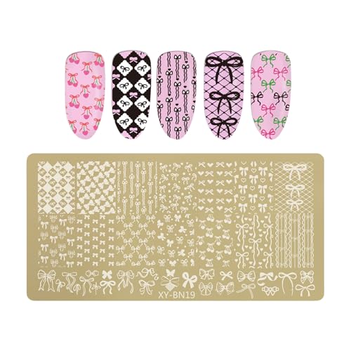 YUNNIAN Nails Art Stempelplatte Edelstahl Blumen Schmetterling Schleife Designs Zubehör für Maniküre Salon von YUNNIAN