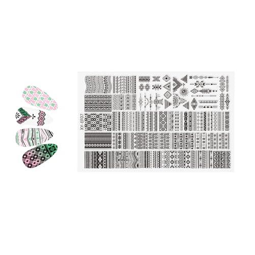 YUNNIAN Professionelle Nagel-Stempelplatten, Blumenmuster, französische Spitze, Kunstschablonen, Edelstahl, für Maniküre zu Hause, wiederverwendbar von YUNNIAN