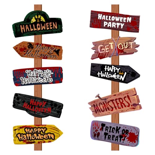 YUNNIAN Set Von 10 Halloween Dekorationsschildern Robuste Papiermaterial YUNNIAN Set Von 10 Halloween Dekorationsschildern Robuste Papiermaterial von YUNNIAN