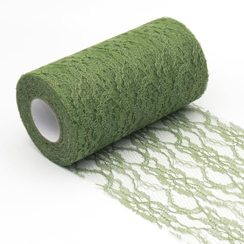 YUNSHANGHE Tischläufer Spitze Grüner 15cm x 25m Tischdeko Band Spitzenstoff Deko Tischläufer für Tischdekorationen zu besonderen Anlässen wie Hochzeiten und Taufen von YUNSHANGHE