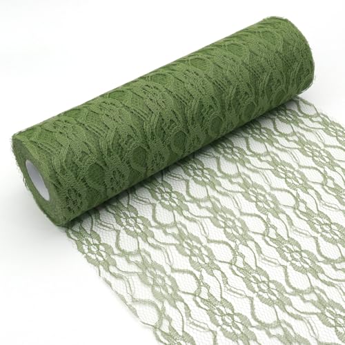 YUNSHANGHE Tischläufer Spitze Grüner 30cm x 25m Tischdeko Band Spitzenstoff Deko Tischläufer für Tischdekorationen zu besonderen Anlässen wie Hochzeiten und Taufen von YUNSHANGHE