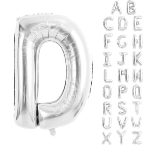 Silberne Buchstabenballons, 101,6 cm, großer Buchstabenballon, Aluminiumfolie für Geburtstag, Hochzeit, Jahrestag, Party-Dekorationen (Buchstabe D-Ballon) von YUNSHANGMO