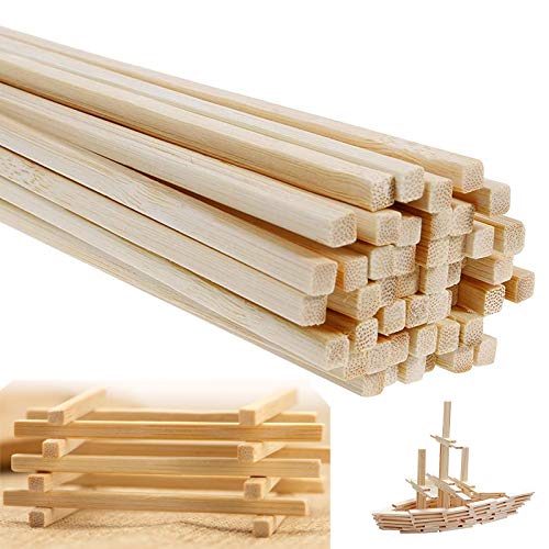Bambusstäbe zum Basteln, 50 Stück holzleisten 4x4mm, Hochwertige Bambusstock, extra lange Stäbchen zum Basteln (30 cm Länge) von YUNSTK