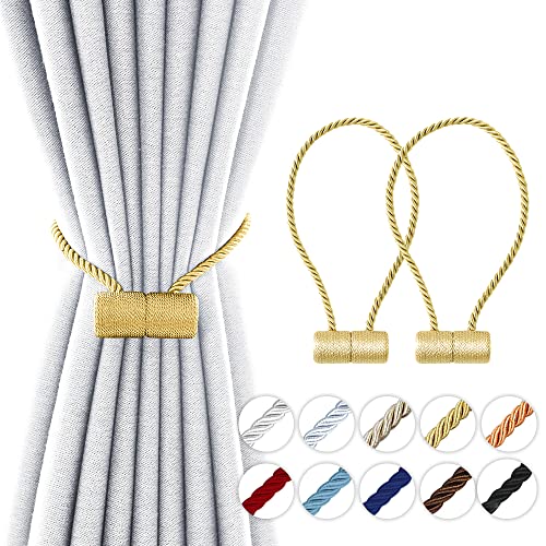 YUNGOO 45,7 cm starke magnetische Raffhalter für Vorhänge, modernes Upgrade, stark 2021 neuer gedrehter Stil, dekorative Raffhalter (Gold, 2) von YUNTUOO