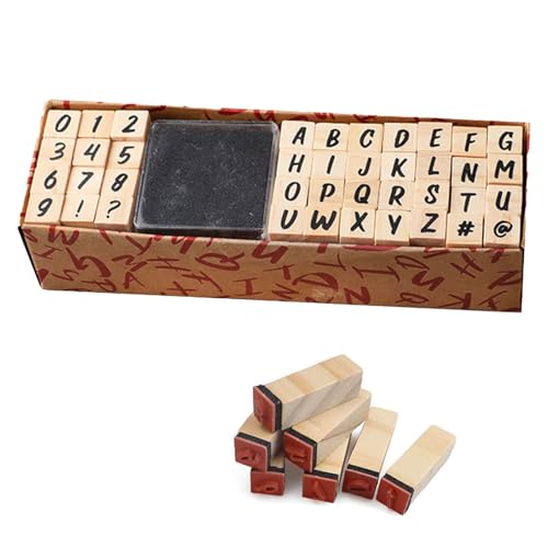 Buchstaben Stempel Set, 40 Stück Holzstempel Alphabet, Vintage Holz Alphabet Buchstaben, Digitale Alphabetstempel, mit Stempelkissen, Stempelset Holzstempel, für DIY Briefmarken, Briefumschläge Buchstaben Stempel Set, 40 Stück Holzstempel Alphabet, Vintage Holz Alphabet Buchstaben, Digitale Alphabetstempel, mit Stempelkissen, Stempelset Holzstempel, für DIY Briefmarken, Briefumschläge von YUNXCNA